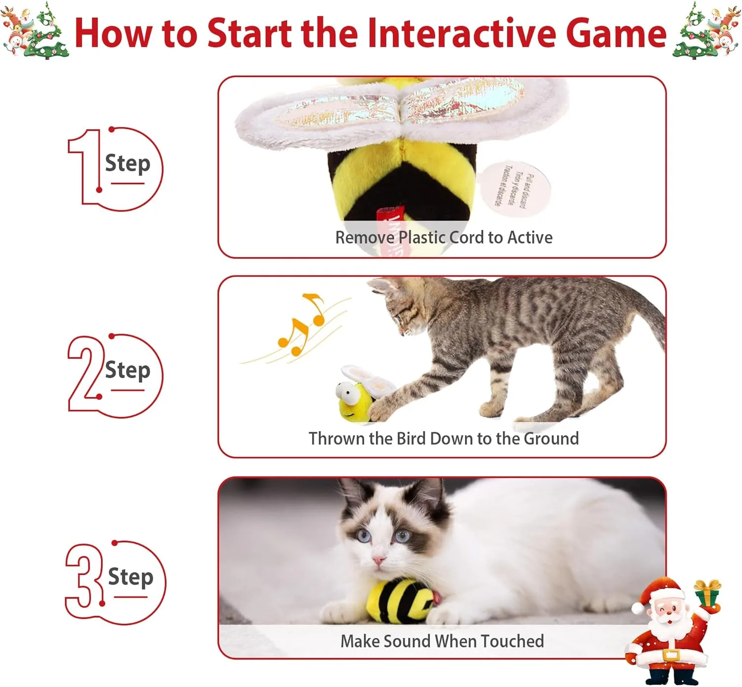 Gigwi Interactive Squeaking Cat ToyChirpy Bee Sound Toy for CatsMelody Chaser Play Squeak Kitten Toy for Boredom