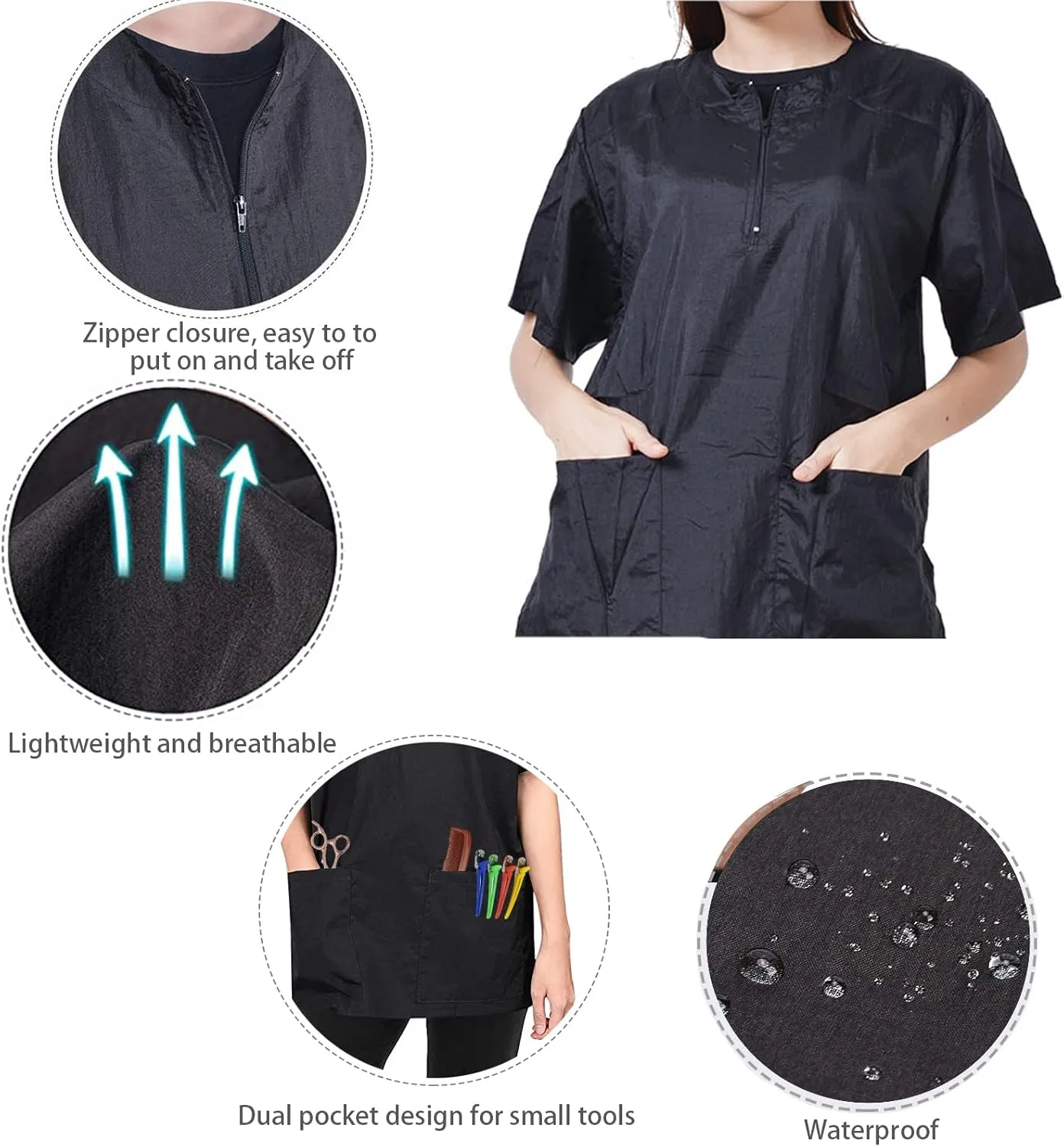 Gliitatu Dog Grooming Smock Barber Jackets for Women Men Professional Pet Groomer Smock Cosmetologist Barber Smock (M)