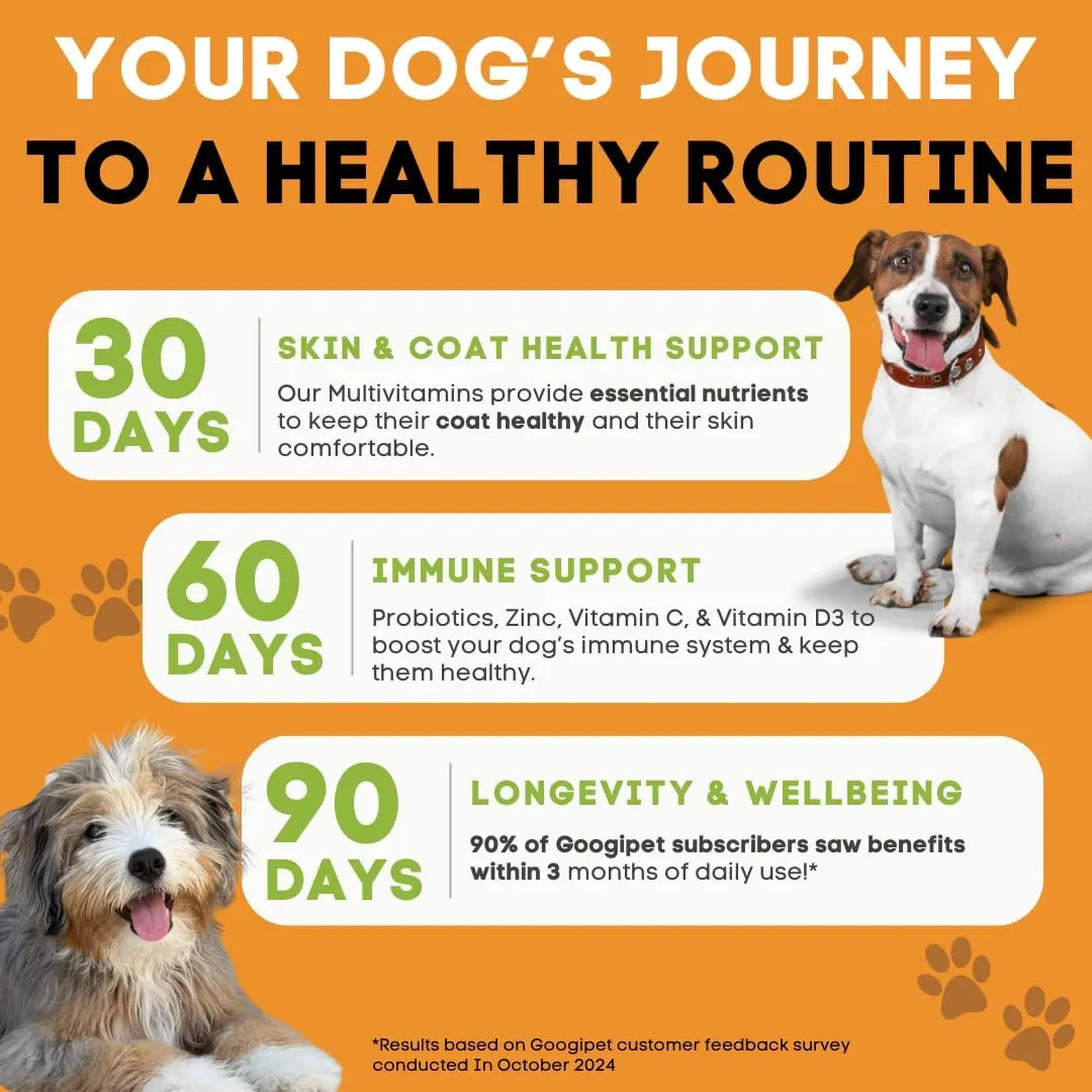 Googipet Premium 10 in 1 Dog Vitamins Multivitamin Chewable with Probiotics for Gut Health, Dog Vitamins and Supplements w/Vitamin C & Glucosamine for Joint Support (Peanut Butter & Pumpkin Flavor)