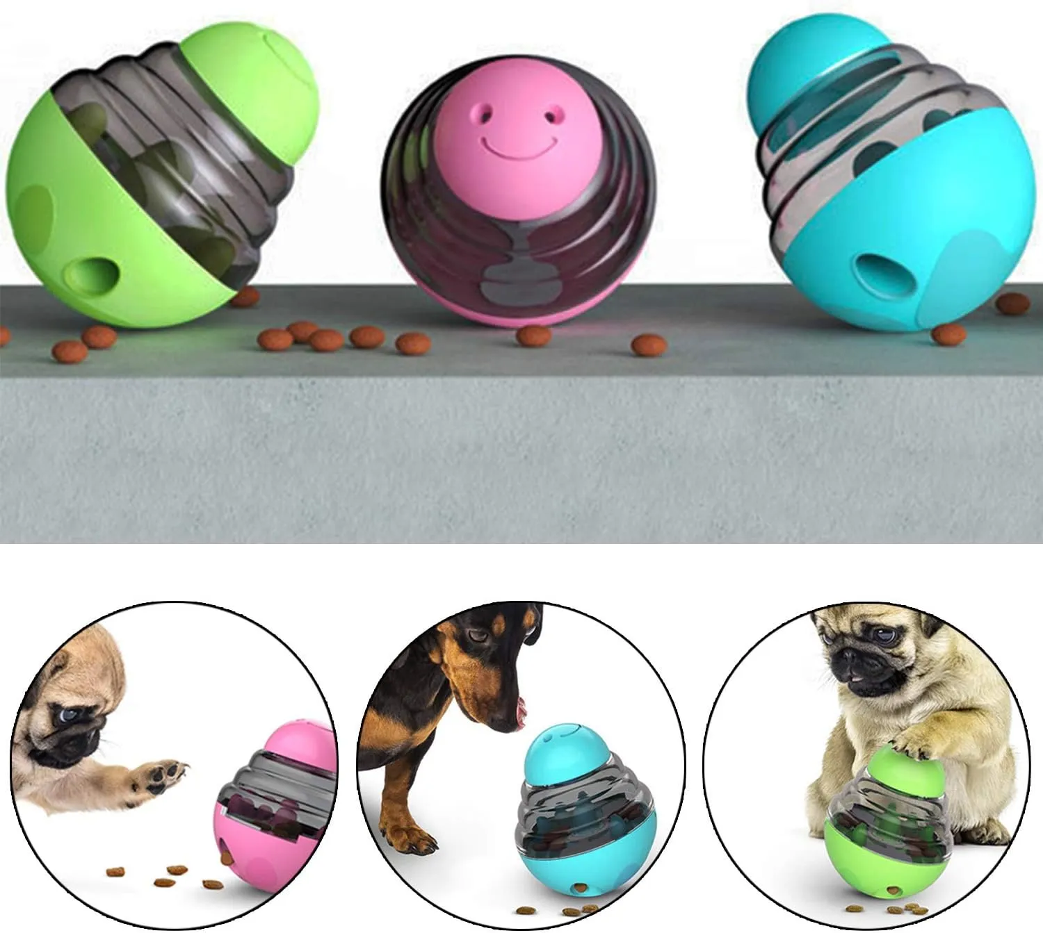 Guardians Tumbler Pet Food Toy, Interactive Dog Cat Leaky Treat Dispensing Ball, Slow Feeder for IQ Increase (Pink)