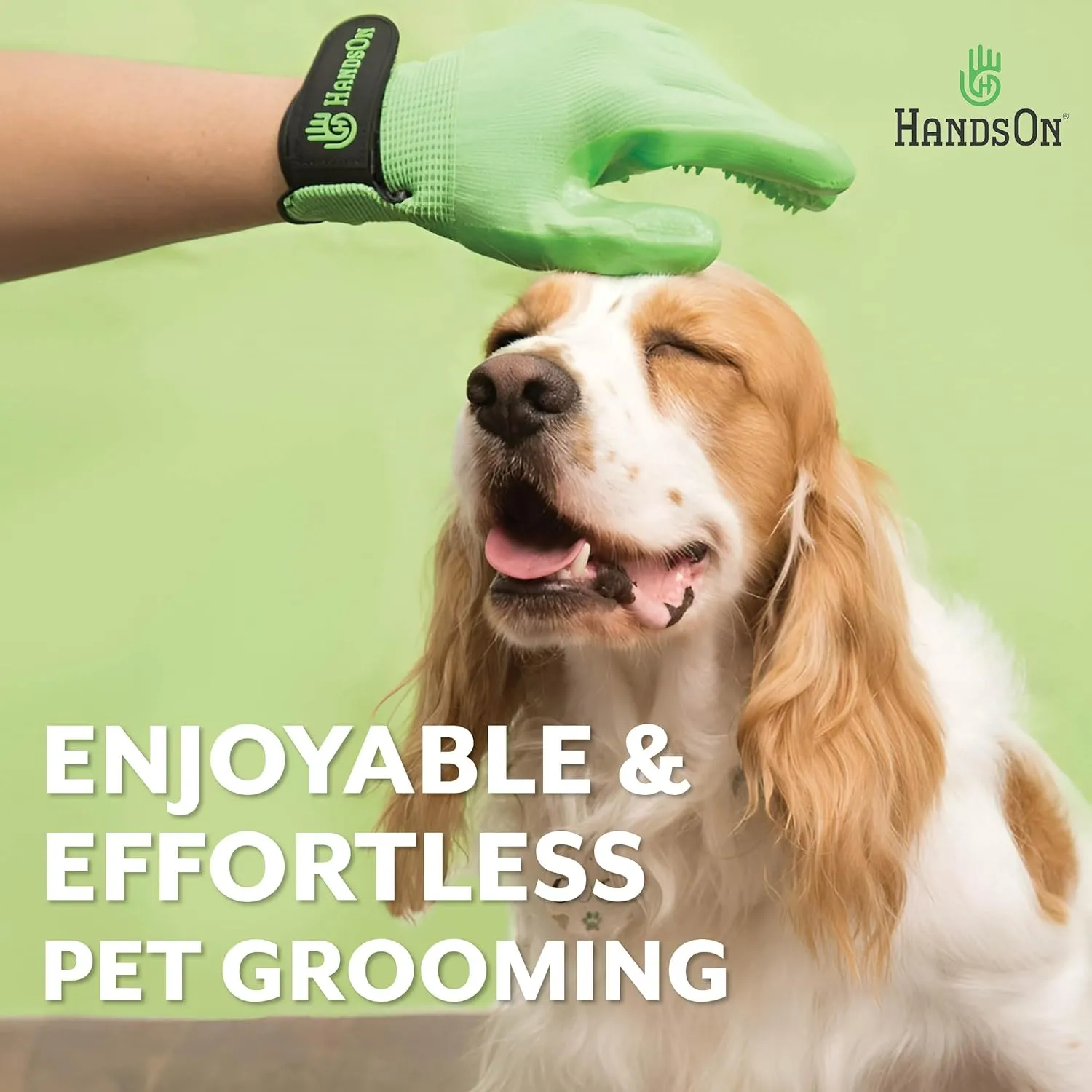 H HandsOn Pet Grooming Gloves - Patented #1 Ranked, Award Winning Shedding, Bathing, & Hair Remover Gloves - Gentle Brush for Cats, Dogs, and Horses (Black, Medium)