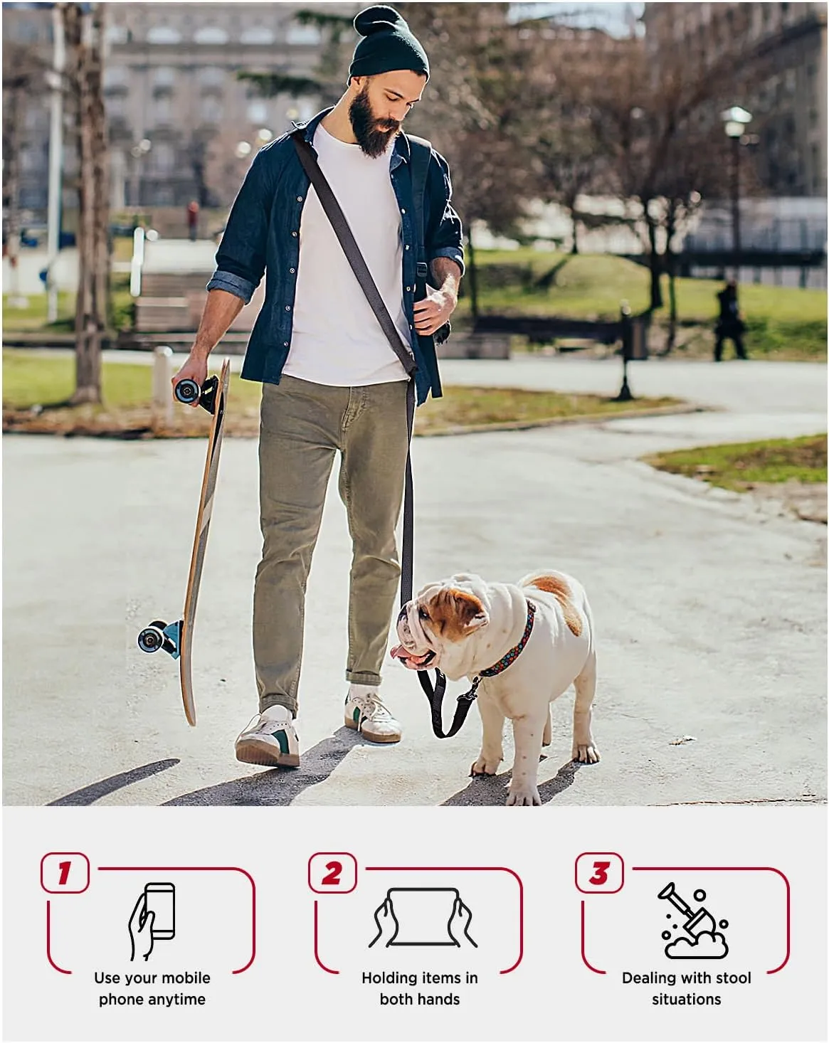 Hands Free Dog Leash, 8.2ft Multifunctional Crossbody Rope with Explosion-Proof Handle and Adjustable Training Hands Free Leash for Medium Dog