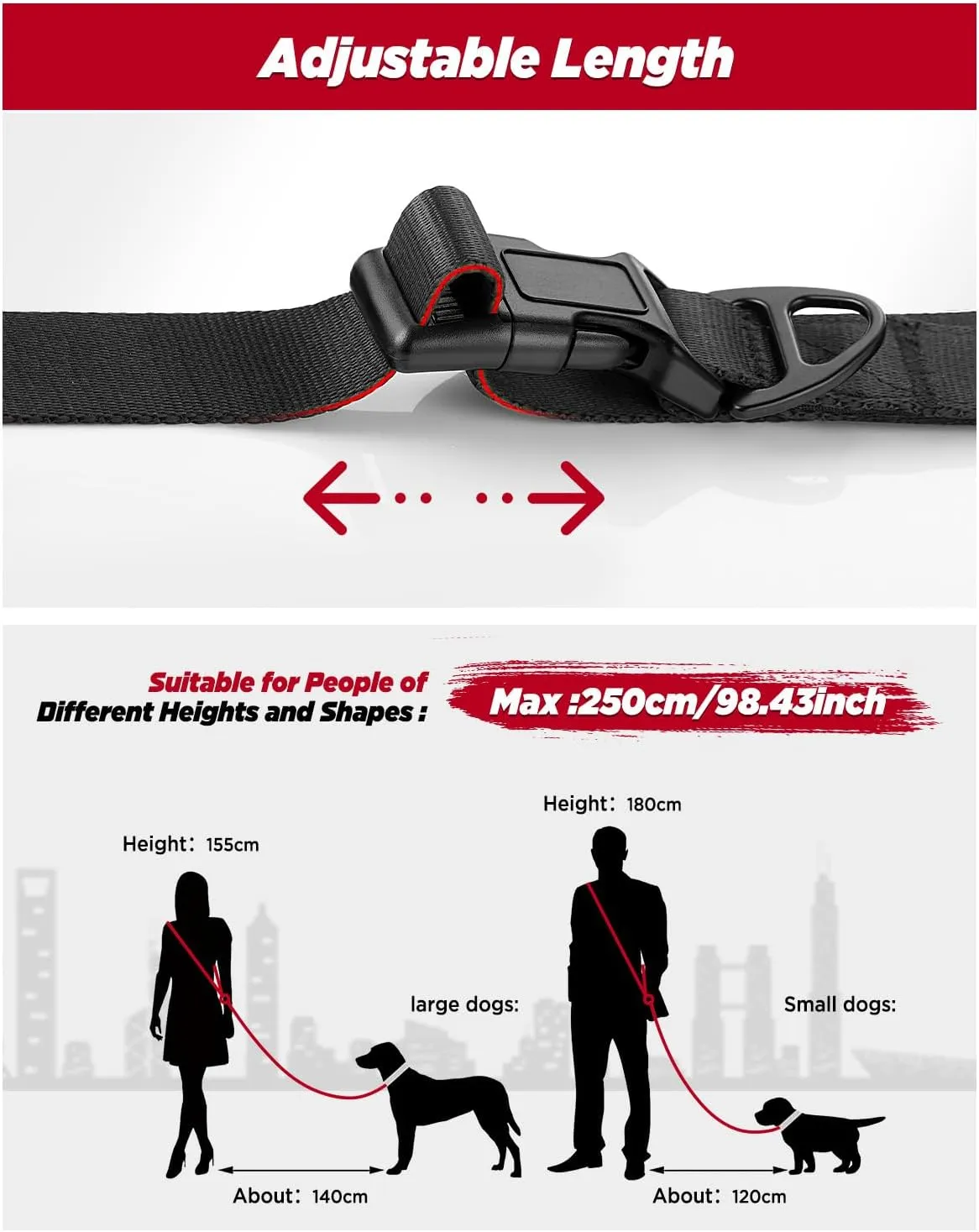 Hands Free Dog Leash, 8.2ft Multifunctional Crossbody Rope with Explosion-Proof Handle and Adjustable Training Hands Free Leash for Medium Dog
