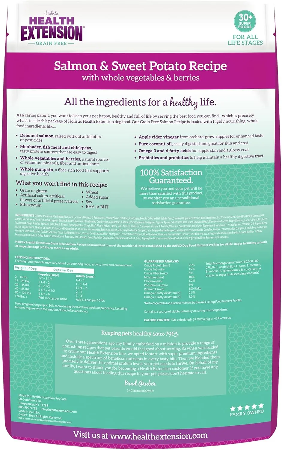 Health Extension Grain Free Salmon & Sweet Potato Dry Dog Food (23.5 lb / 10.66 kg) - Whole Foods Ingredients Formula with Omega 3 & Antioxidants for All Life Stages Dogs