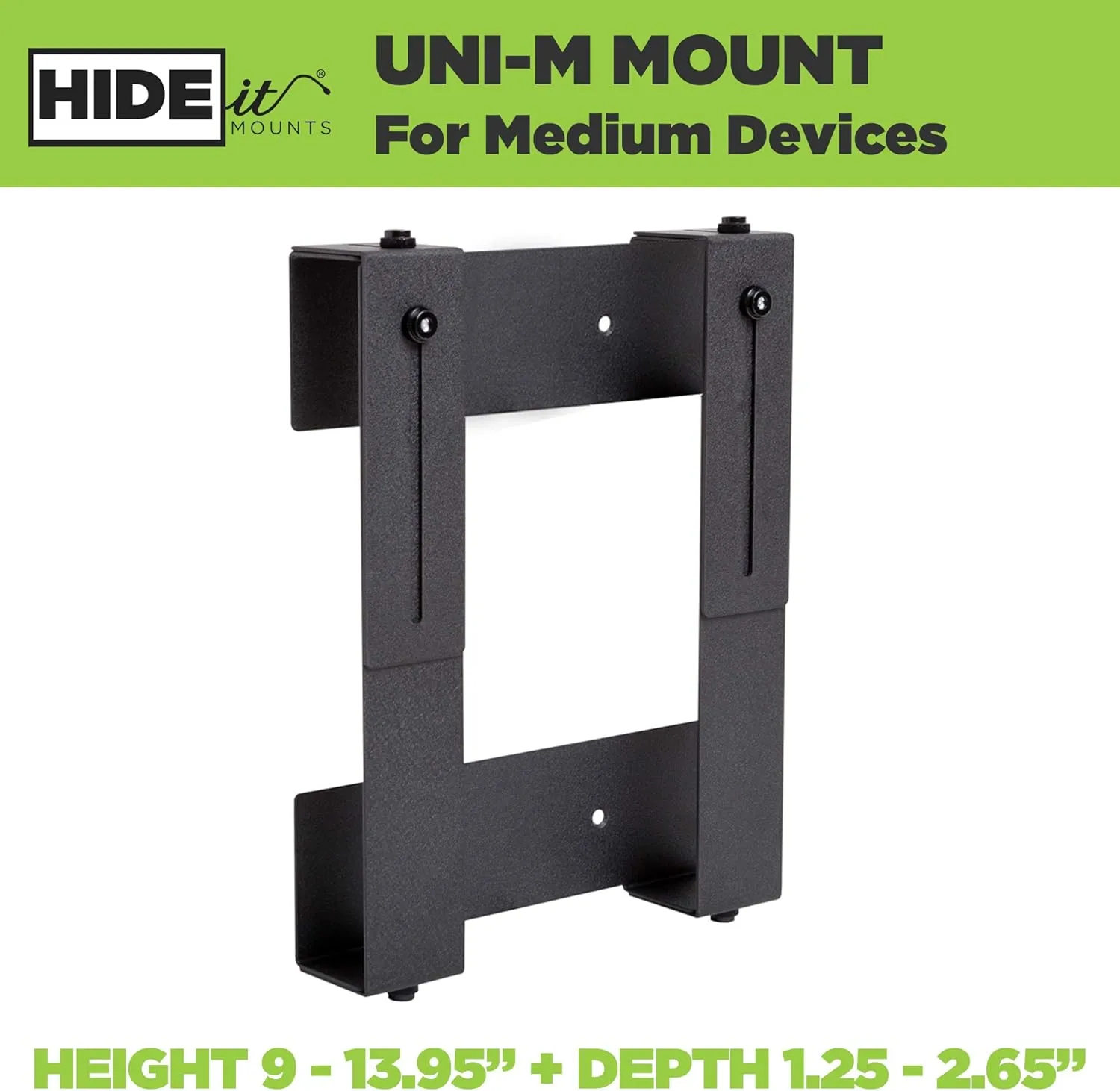 HIDEit Mounts Uni-M Wall Mount - Patented in 2015, American Company - Steel Adjustable Medium Device Mount - Cable Box Wall Mount, Console Wall Mount, DVD Player Mount - Behind TV Cable Box Mount