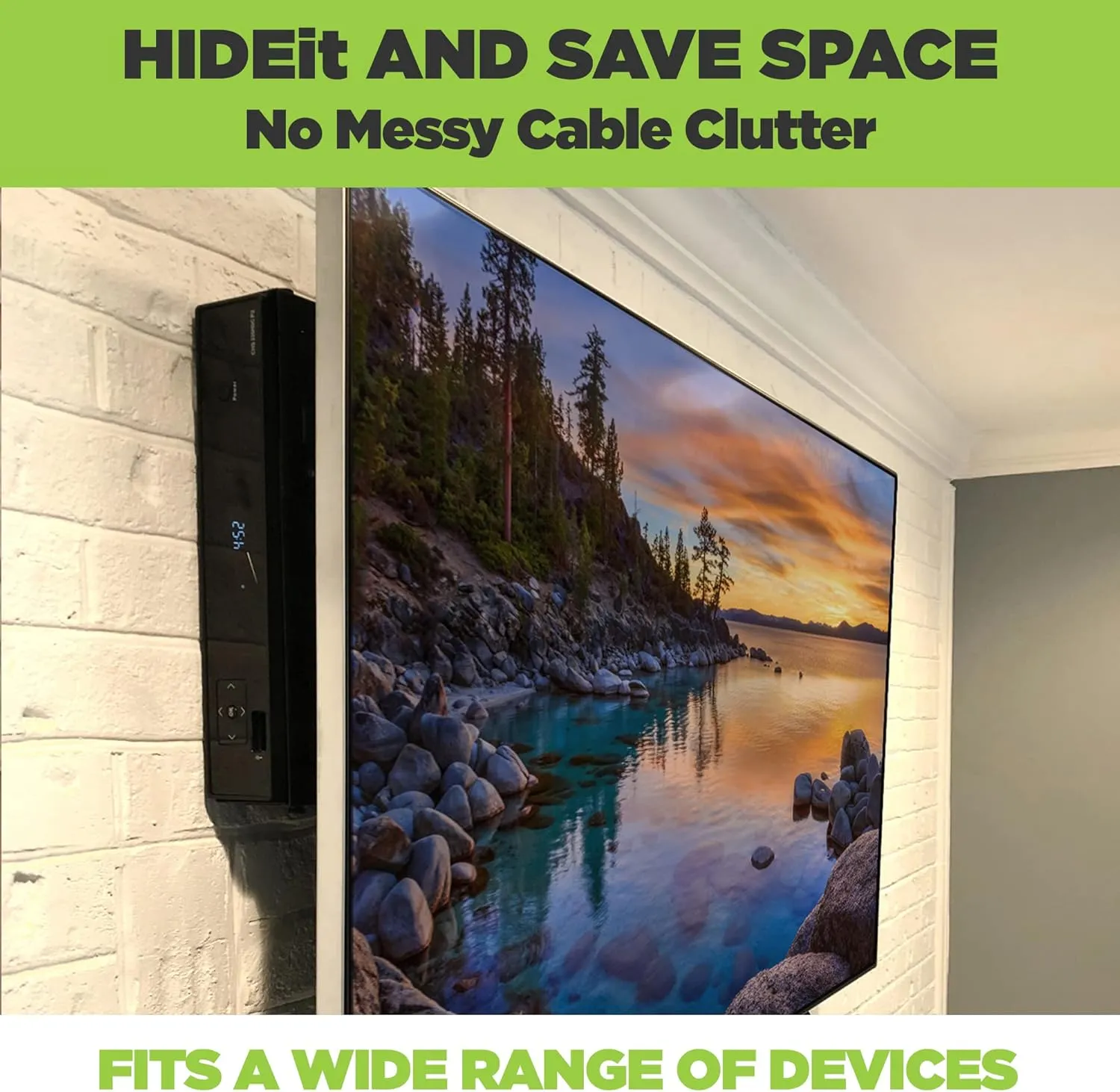 HIDEit Mounts Uni-M Wall Mount - Patented in 2015, American Company - Steel Adjustable Medium Device Mount - Cable Box Wall Mount, Console Wall Mount, DVD Player Mount - Behind TV Cable Box Mount