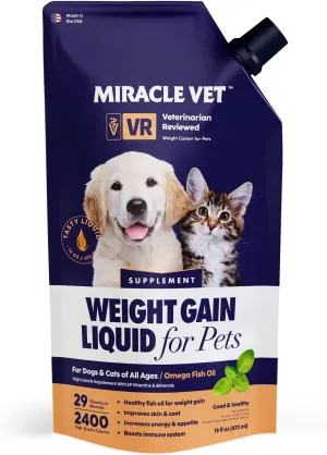High-Calorie Weight Gainer for Dogs & Cats - Multivitamin Nutritional Supplement Gel, Omega Fish Oil, Calcium - Puppy, Senior, Prenatal Cat & Dog Vitamins, Supplements for Weight Gain