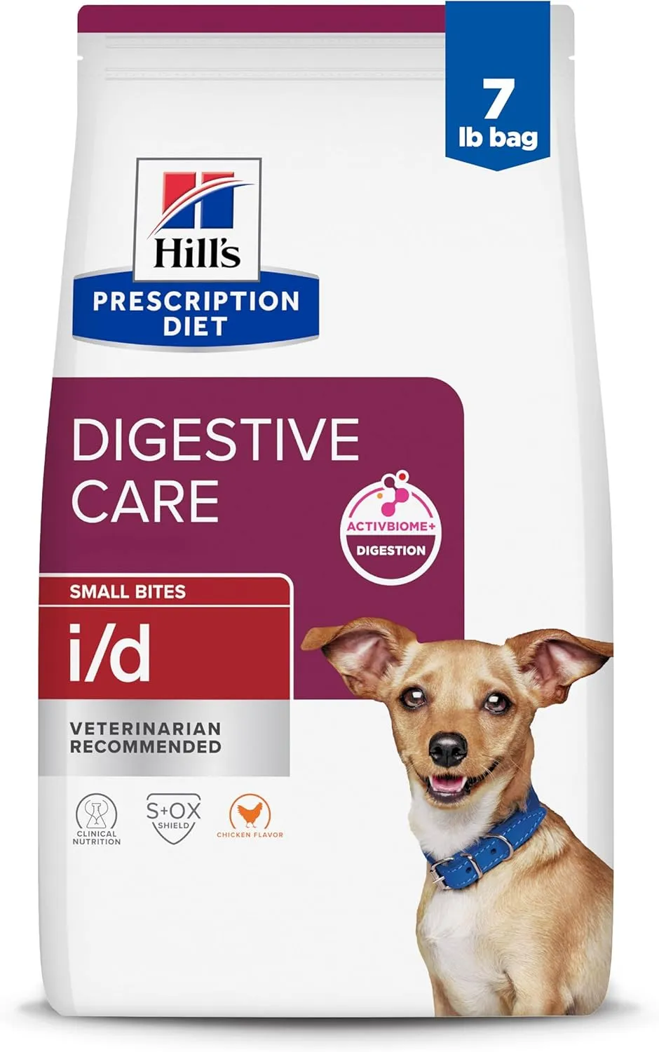 Hill's Prescription Diet i/d Digestive Care Small Bites Chicken Flavor Dry Dog Food, Veterinary Diet, 7 lb. Bag