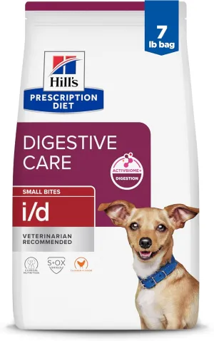 Hill's Prescription Diet i/d Digestive Care Small Bites Chicken Flavor Dry Dog Food, Veterinary Diet, 7 lb. Bag