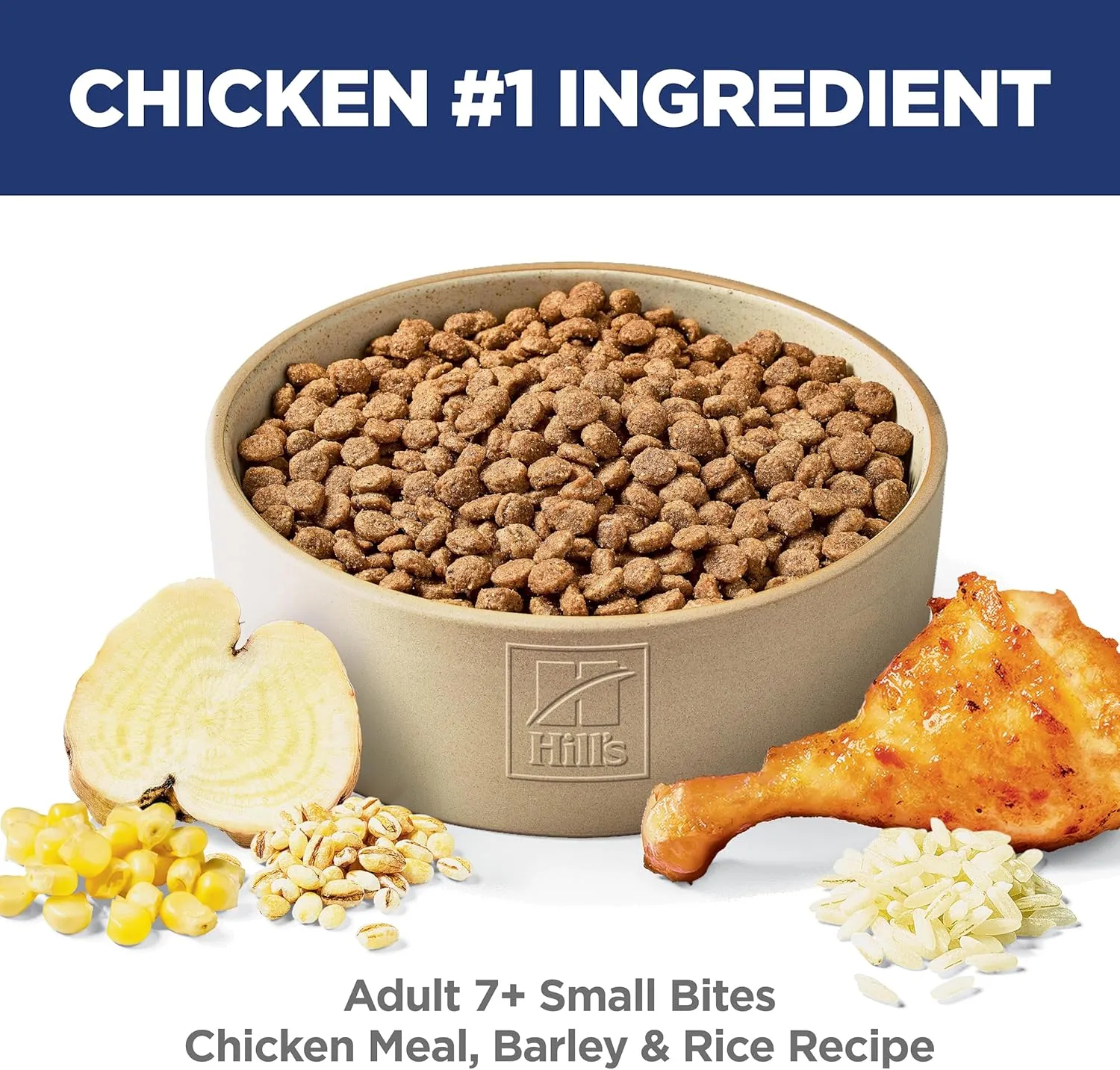 Hill's Science Diet Adult 7 , Senior Adult 7  Premium Nutrition, Small Kibble, Dry Dog Food, Chicken, Brown Rice, & Barley, 15 lb Bag