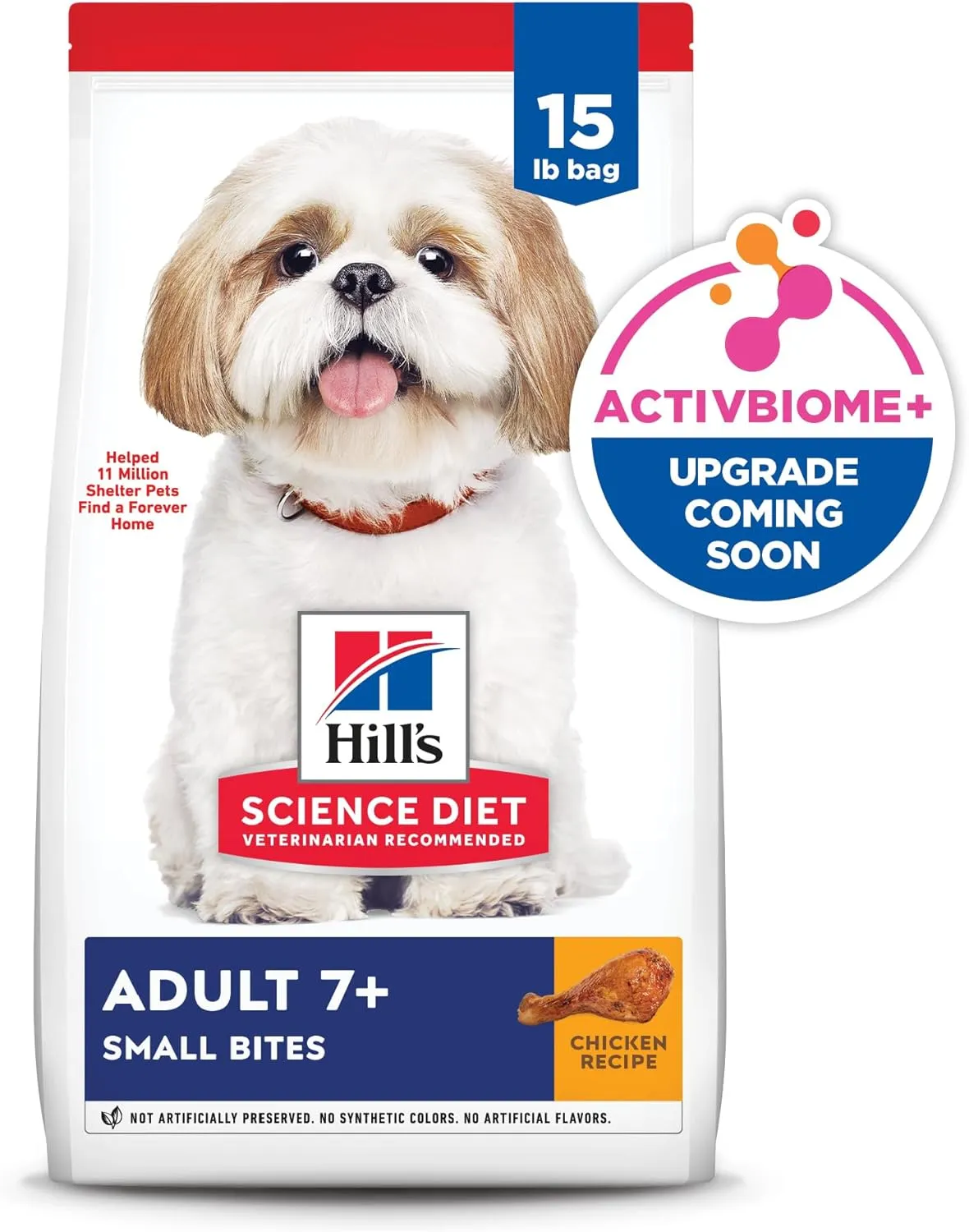 Hill's Science Diet Adult 7 , Senior Adult 7  Premium Nutrition, Small Kibble, Dry Dog Food, Chicken, Brown Rice, & Barley, 15 lb Bag