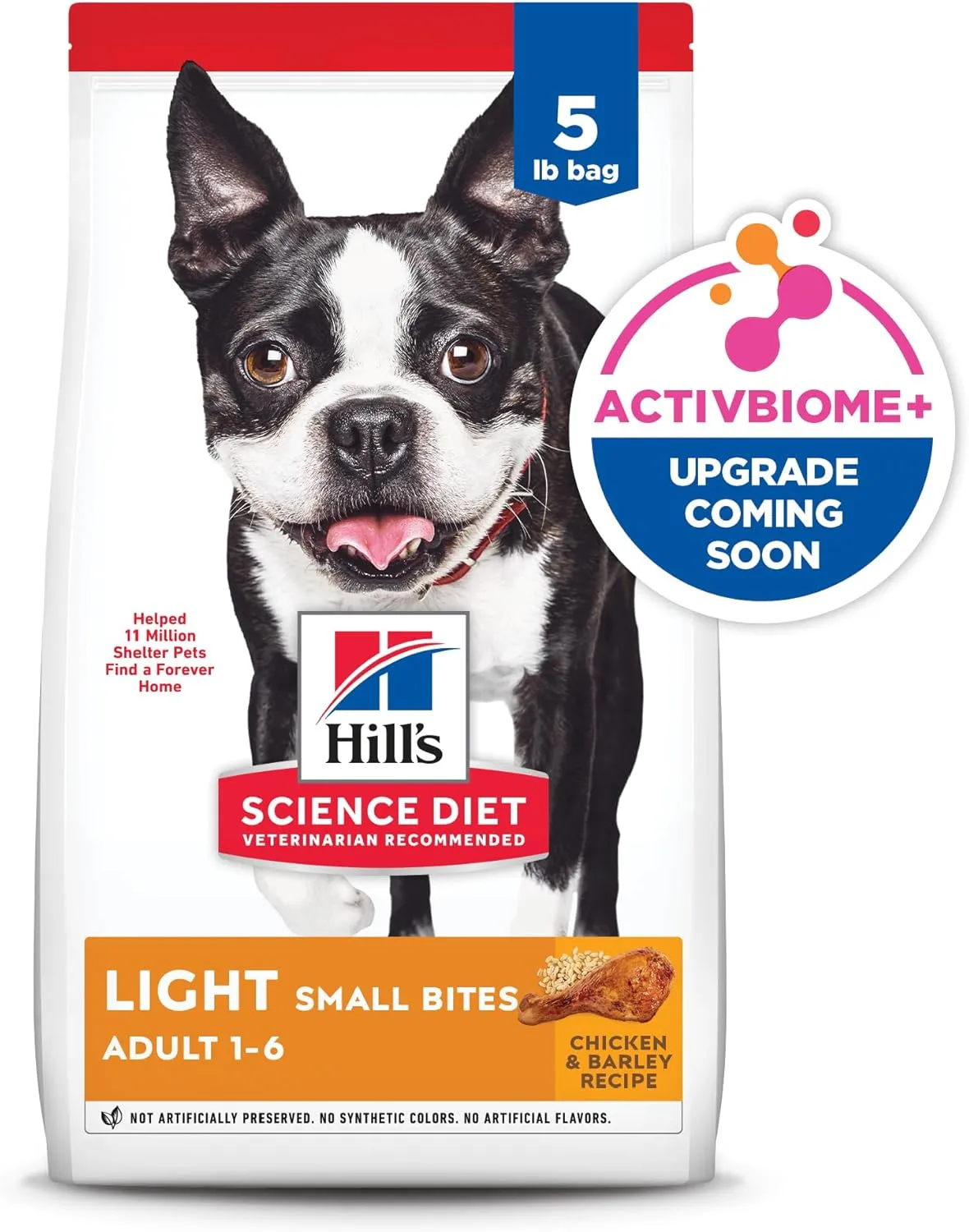 Hill's Science Diet Light , Adult 1-6, Weight Management Support, Small Kibble, Dry Dog Food, Chicken & Barley, 5 lb Bag