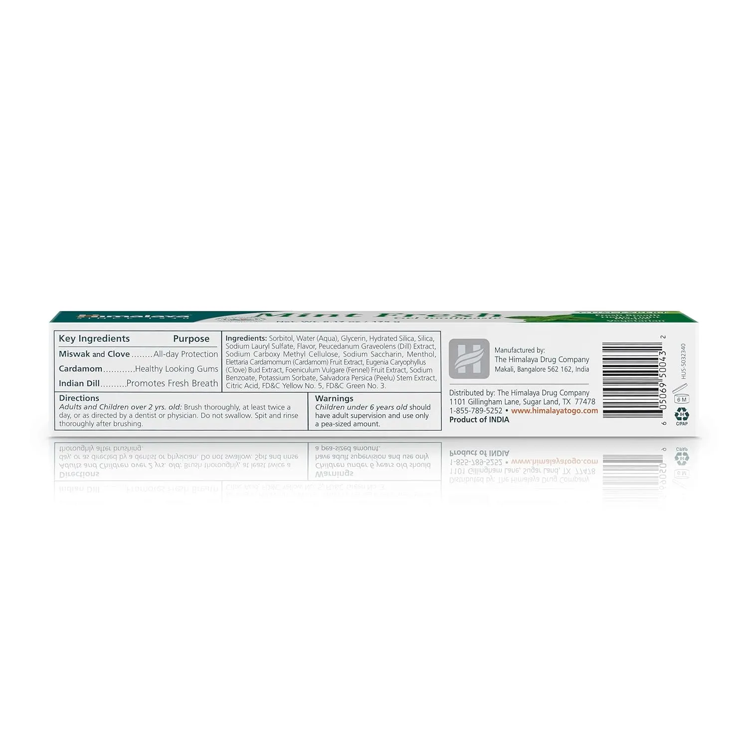 Himalaya Mint Fresh Gel Toothpaste, Fluoride Free to Reduce Plaque & Brighten Teeth, 6.17 oz