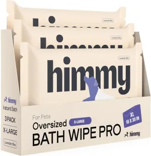 Himmy XL Pet Wipes for Dogs and Cats  18 x 30 Bath Wipes for Cleaning, Deodorizing, Conditioning, Anti-Itch Grooming, Wet Dog Wipes for Paws, Butt, Ear, Eye, Face Whole Body Lavender