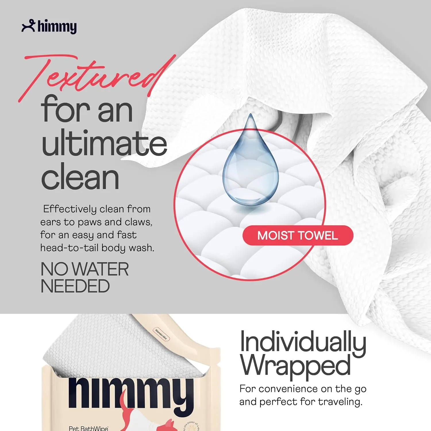 Himmy XL Pet Wipes for Dogs and Cats  18 x 30 Bath Wipes for Cleaning, Deodorizing, Conditioning, Anti-Itch Grooming, Wet Dog Wipes for Paws, Butt, Ear, Eye, Face Whole Body Lavender