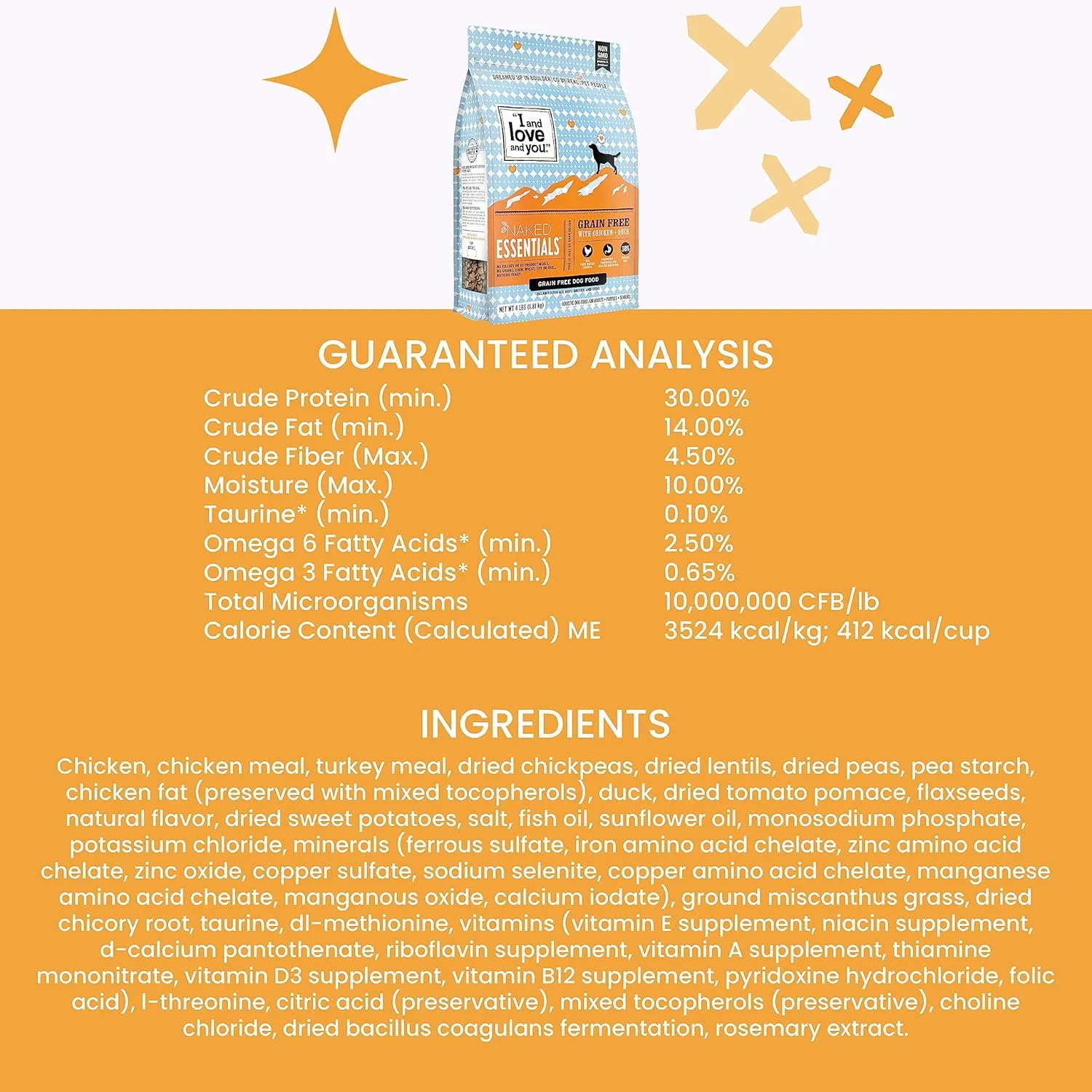 I and love and you Naked Essentials Dry Dog Food - Chicken   Duck - High Protein, Real Meat, No Fillers, Prebiotics   Probiotics, 11lb Bag