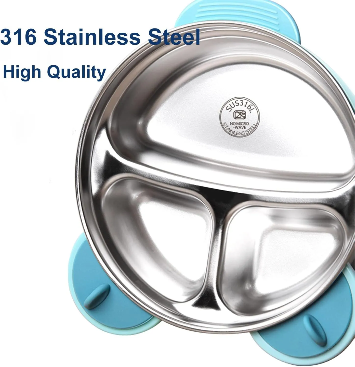 I love D&M Baby Toddler Food-Grade 316 Stainless Steel Bowl with Insulated Lid Strong Suction Leak-Resistant BPA Free Easy to clean (no utensil, Placid Blue)