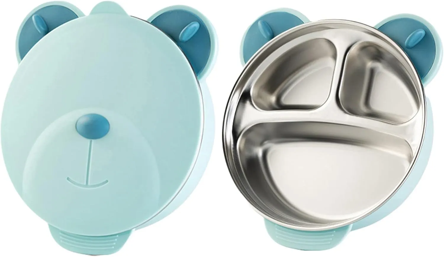 I love D&M Baby Toddler Food-Grade 316 Stainless Steel Bowl with Insulated Lid Strong Suction Leak-Resistant BPA Free Easy to clean (no utensil, Placid Blue)