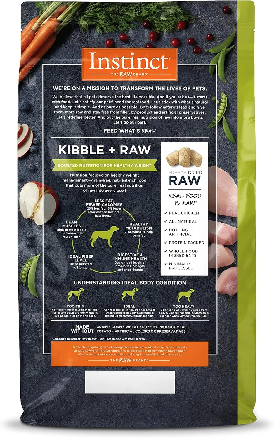 Instinct Raw Boost Healthy Weight, Natural Dry Dog Food with Freeze Dried Pieces, Grain Free Recipe - Real Chicken, 4 lb. Bag