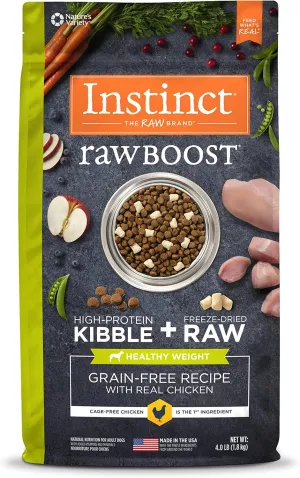 Instinct Raw Boost Healthy Weight, Natural Dry Dog Food with Freeze Dried Pieces, Grain Free Recipe - Real Chicken, 4 lb. Bag