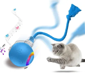 Interactive Cat Toys, Automatic Moving Cat Toys for Bored Indoor Adult Cats, Fast Rolling, Chirping & Motion-Activated Cat Toys, Fun Gift for Cats with Speedy Tail 2.0, USB Rechargeable, Blue