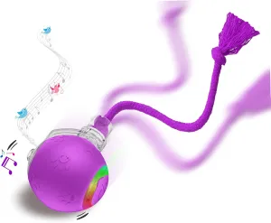 Interactive Cat Toys, Automatic Moving Cat Toys for Bored Indoor Adult Cats, Fast Rolling, Chirping & Motion-Activated Cat Toys, Fun Gift for Cats with Speedy Tail 2.0, USB Rechargeable, Purple