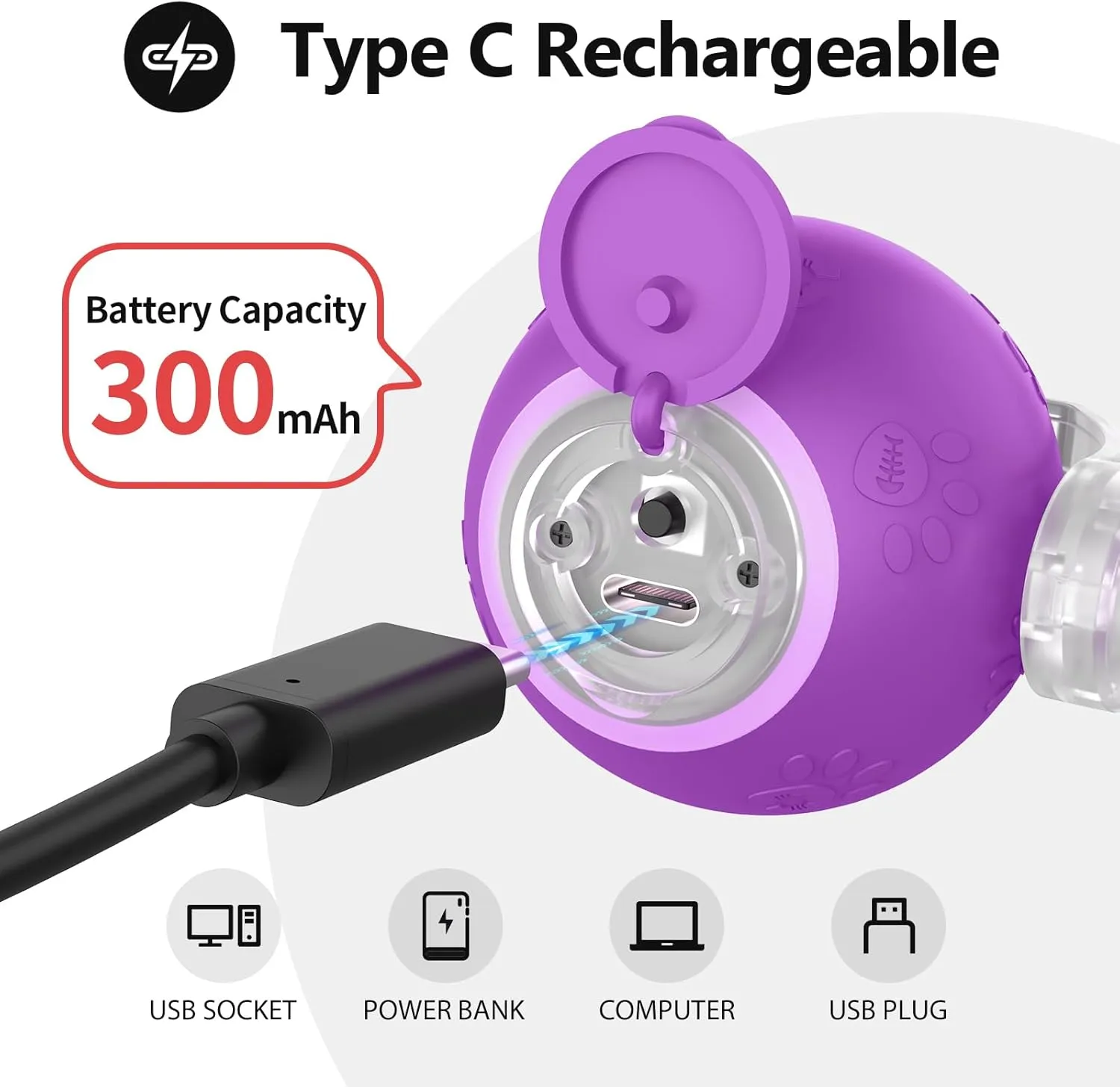 Interactive Cat Toys, Automatic Moving Cat Toys for Bored Indoor Adult Cats, Fast Rolling, Chirping & Motion-Activated Cat Toys, Fun Gift for Cats with Speedy Tail 2.0, USB Rechargeable, Purple