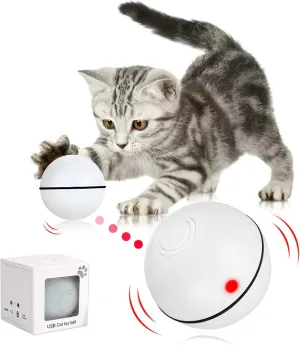 Interactive Cat Toys Ball, Smart Automatic Rolling Kitten Toys, USB Rechargeable Motion Ball   Spinning Led Light with Timer Function, The Best Entertainment Exercise Gift for Your Kitty