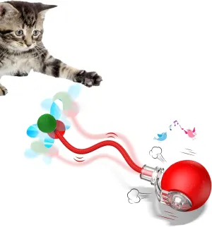 Interactive Cat Toys for Indoor Cats - 2025 New Upgraded Kitten Toy with Speedy Tail 2.0, Automatic Cat Toys for Bored Indoor Adult Cats, Motion-Activated, Rechargeable (Red)