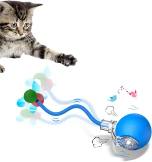 Interactive Cat Toys for Indoor Cats - 2025 New Upgraded Kitten Toy with Speedy Tail 2.0, Automatic Cat Toys for Bored Indoor Adult Cats, Motion-Activated, Rechargeable(Blue)