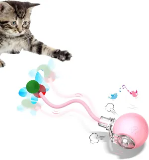 Interactive Cat Toys for Indoor Cats - 2025 New Upgraded Kitten Toy with Speedy Tail 2.0, Automatic Cat Toys for Bored Indoor Adult Cats, Motion-Activated, Rechargeable(Pink)