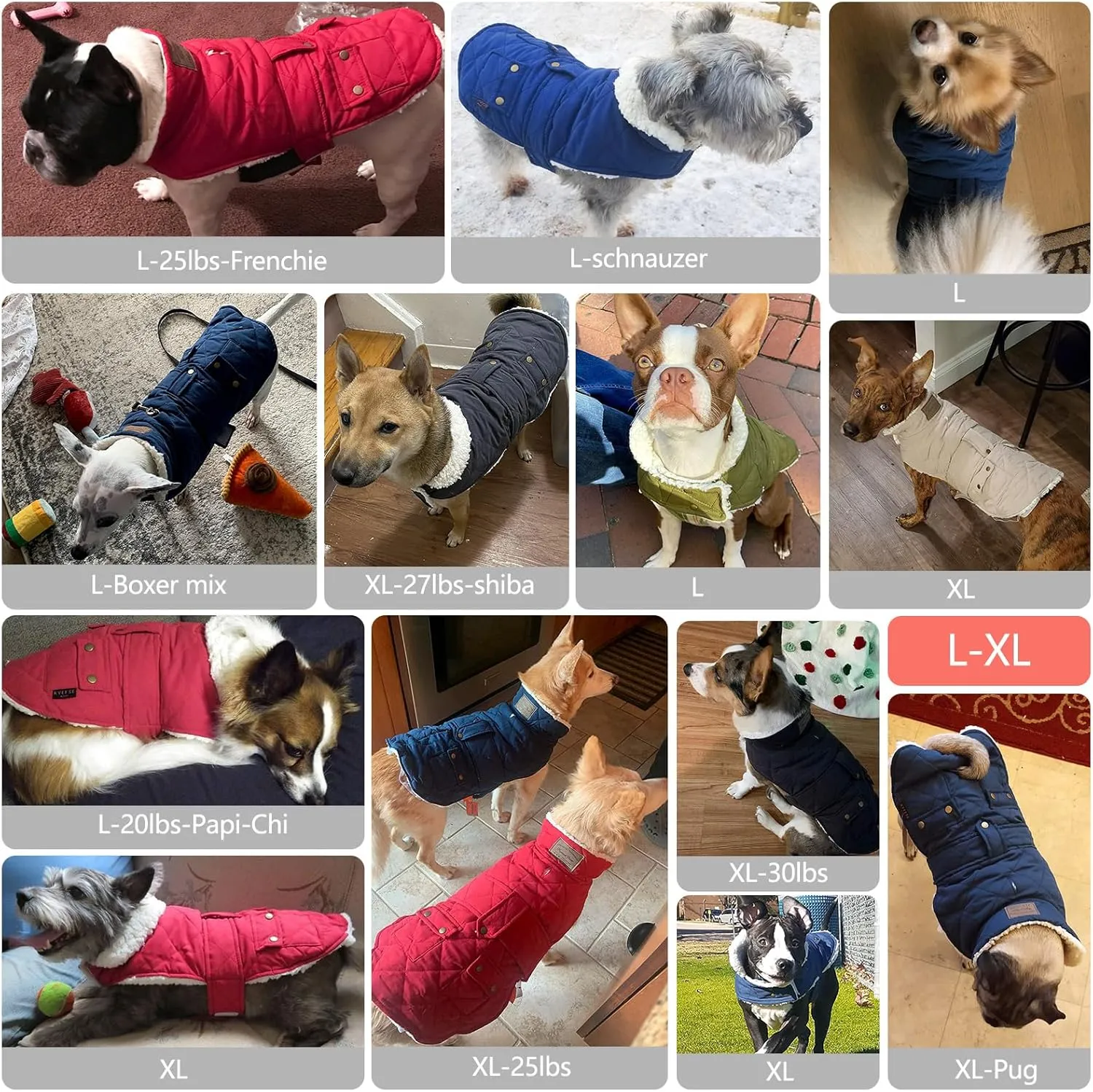 KYEESE Dog Coats Winter Dog Jacket with Leash Hole for Windproof Padded Sherpa Dogs Vest for Small Medium Dogs Cold Weather Coats