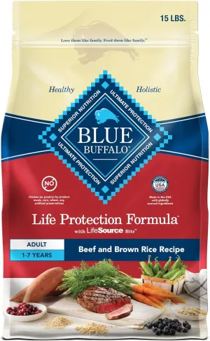 Life Protection Formula Natural Dry Dog Food, Beef & Brown Rice, 15-lb. Bag - Omega-3 & 6 Fatty Acids to Promote Healthy Skin and Coat, Formulated with Essential Proteins