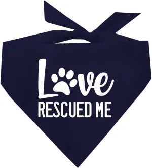 Love Rescued Me Dog Bandana | 100% Cotton Adjustable Triangle | Adoption Event Prop Photoshoot | Rescue | Puppy | New Dog |Navy, One Size (164)