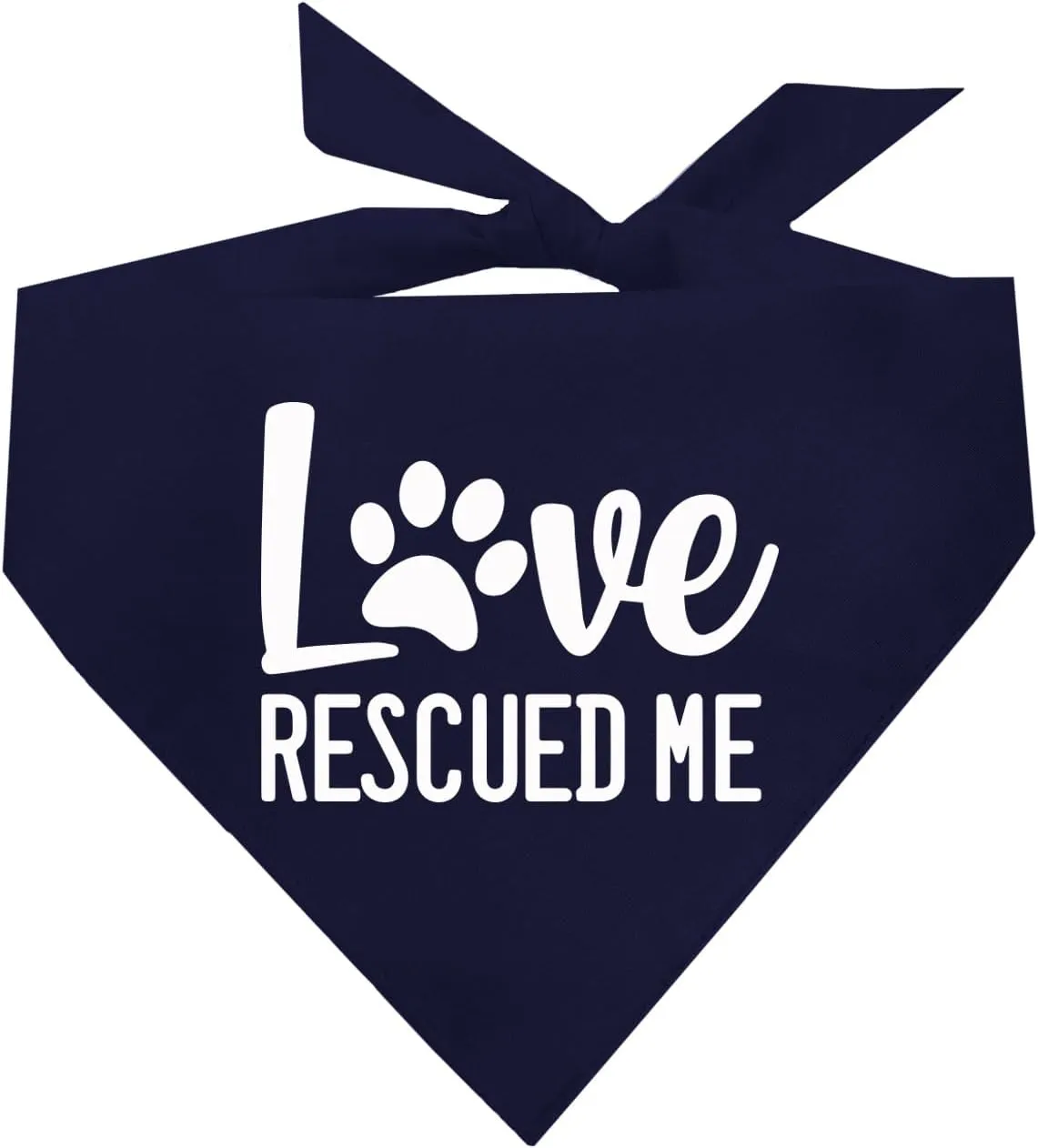 Love Rescued Me Dog Bandana | 100% Cotton Adjustable Triangle | Adoption Event Prop Photoshoot | Rescue | Puppy | New Dog |Navy, One Size (164)
