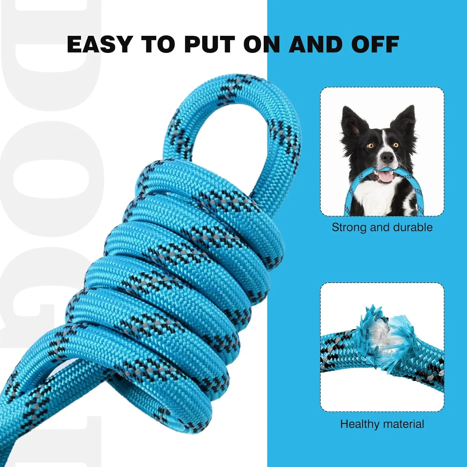 lynxking Slip Lead Dog Leash Reflective, Heavy Duty Comfortable Strong Rope Lead for Large, Medium Dogs, No Pull Pet Training (Light Blue, Large 1/2in x 6ft-Slip Lead)