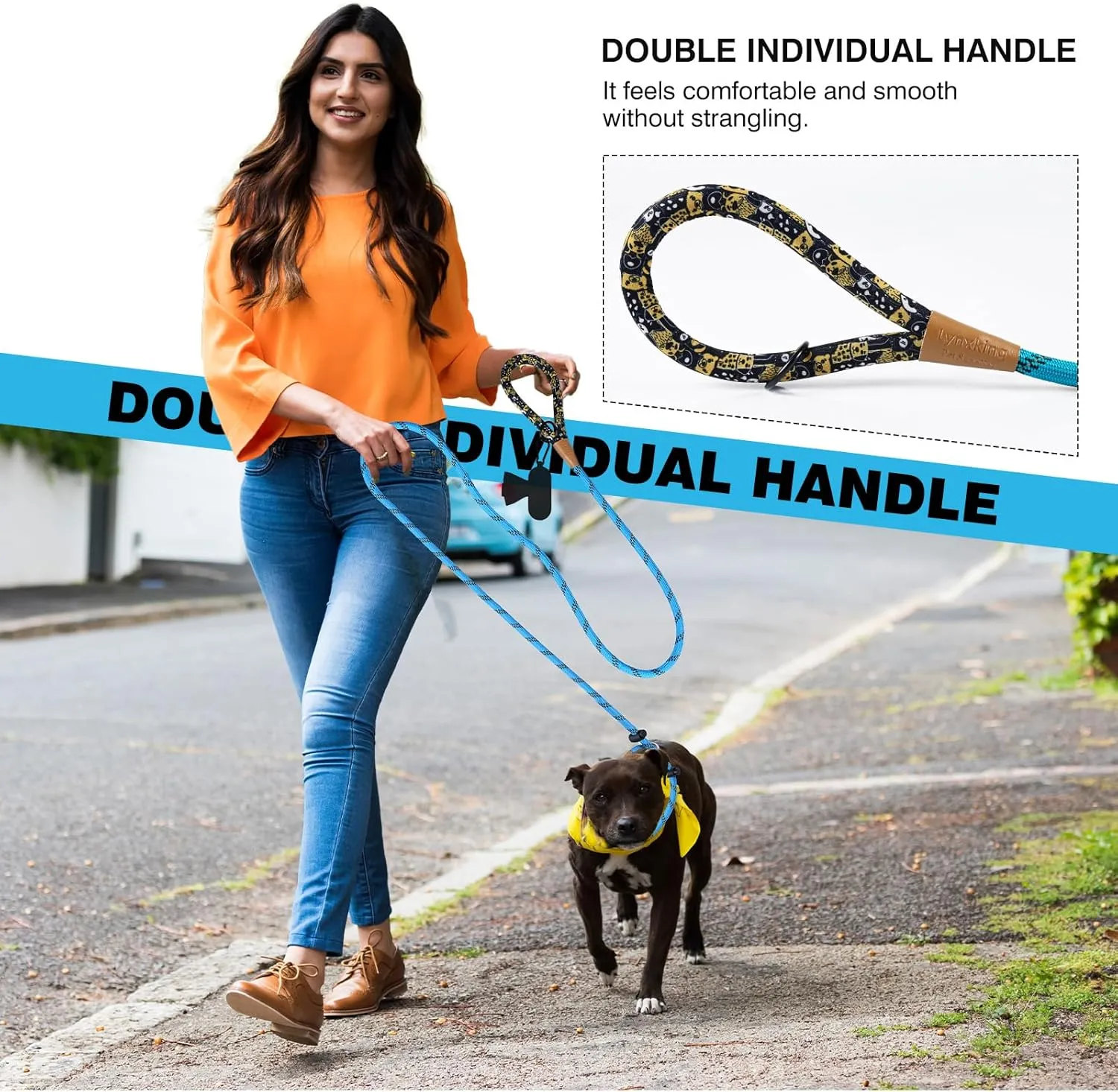 lynxking Slip Lead Dog Leash Reflective, Heavy Duty Comfortable Strong Rope Lead for Large, Medium Dogs, No Pull Pet Training (Light Blue, Large 1/2in x 6ft-Slip Lead)