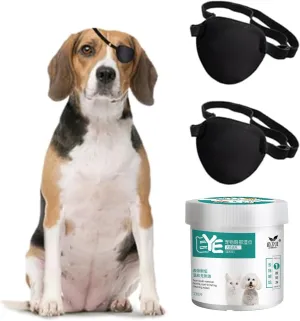 MANON ROSA Eye Care Kit for Dogs Cats for Post-Surgery Care Pet Cleaning Sensitive Eyes(130ct Wipes & 2 Eye Patches) - Ultimate Solution for Alleviating Eye Discomfort (Medium,02)