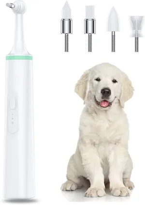 MIAOLLUN Pet Toothbrush Electric Teeth Cleaner Kit, Dog Pet Tooth Brushing Kit with 3 Modes and 4 Replacement Brush Head, 2 Powered Supply Ways, Dental Kit for Pet,Green