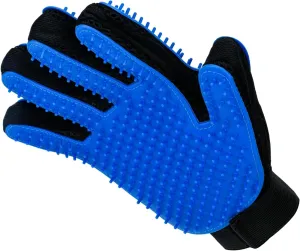 miaow Pet Grooming Glove, Five Fingers with 259 Silicone Needles,Effective in Removing Pet Floating Hair, Double-Side Pet Grooming Design, can be Worn on Both Hands-1 PieceBlue