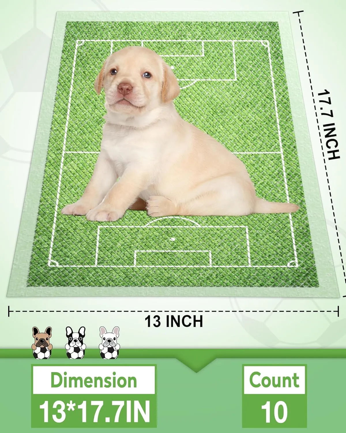 MICOOYO Puppy Pads Pee Pads for Dogs, Disposable Target Dog Pads for Potty Tranning Dog Pee Pad, Soccor Field Design Super Absorbent Doggy Pad for Dogs, Pets, Puppy, Doggie, Cat (S, 10Count)