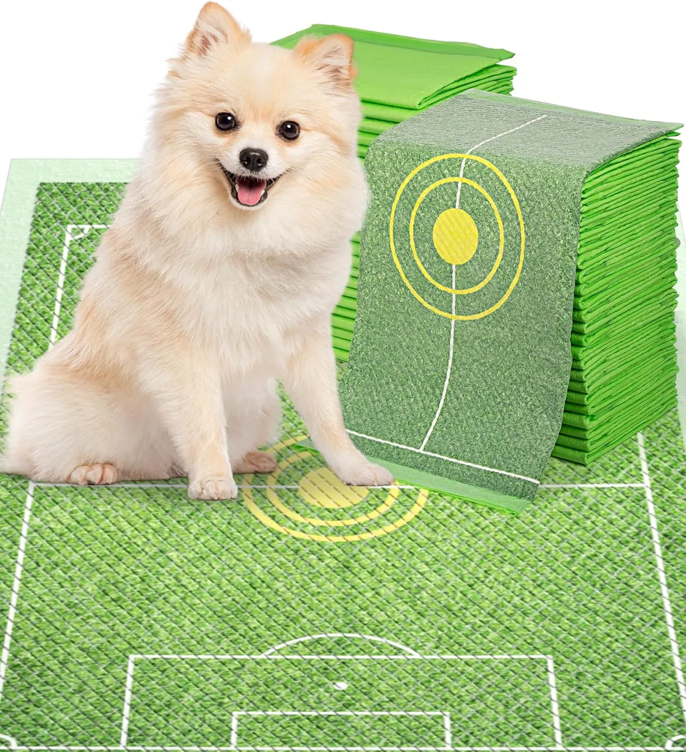 MICOOYO Puppy Pads Pee Pads for Dogs, Disposable Target Dog Pads for Potty Tranning Dog Pee Pad, Soccor Field Design Super Absorbent Doggy Pad for Dogs, Pets, Puppy, Doggie, Cat (S, 10Count)
