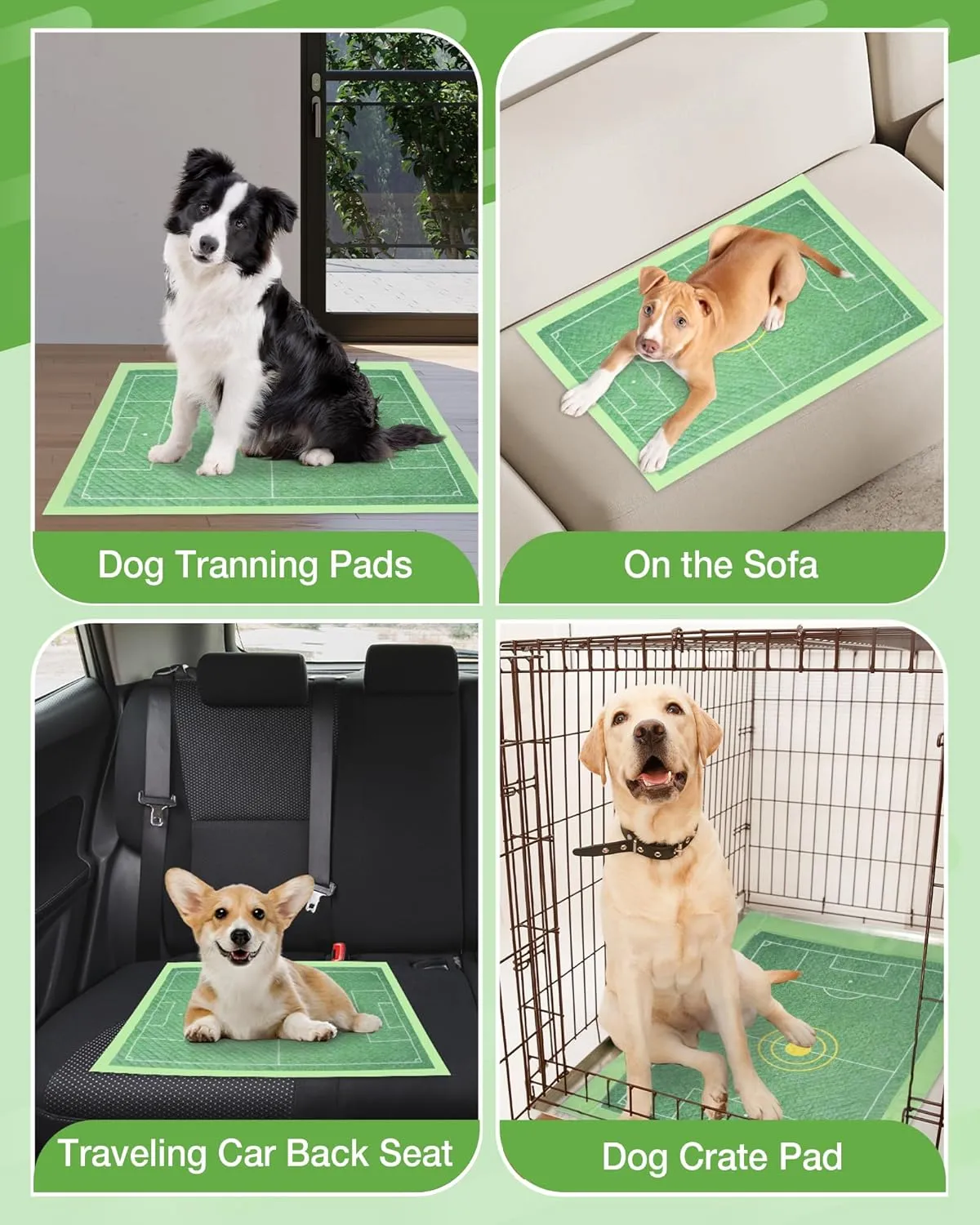 MICOOYO Puppy Pads Pee Pads for Dogs, Disposable Target Dog Pads for Potty Tranning Dog Pee Pad, Soccor Field Design Super Absorbent Doggy Pad for Dogs, Pets, Puppy, Doggie, Cat (S, 10Count)