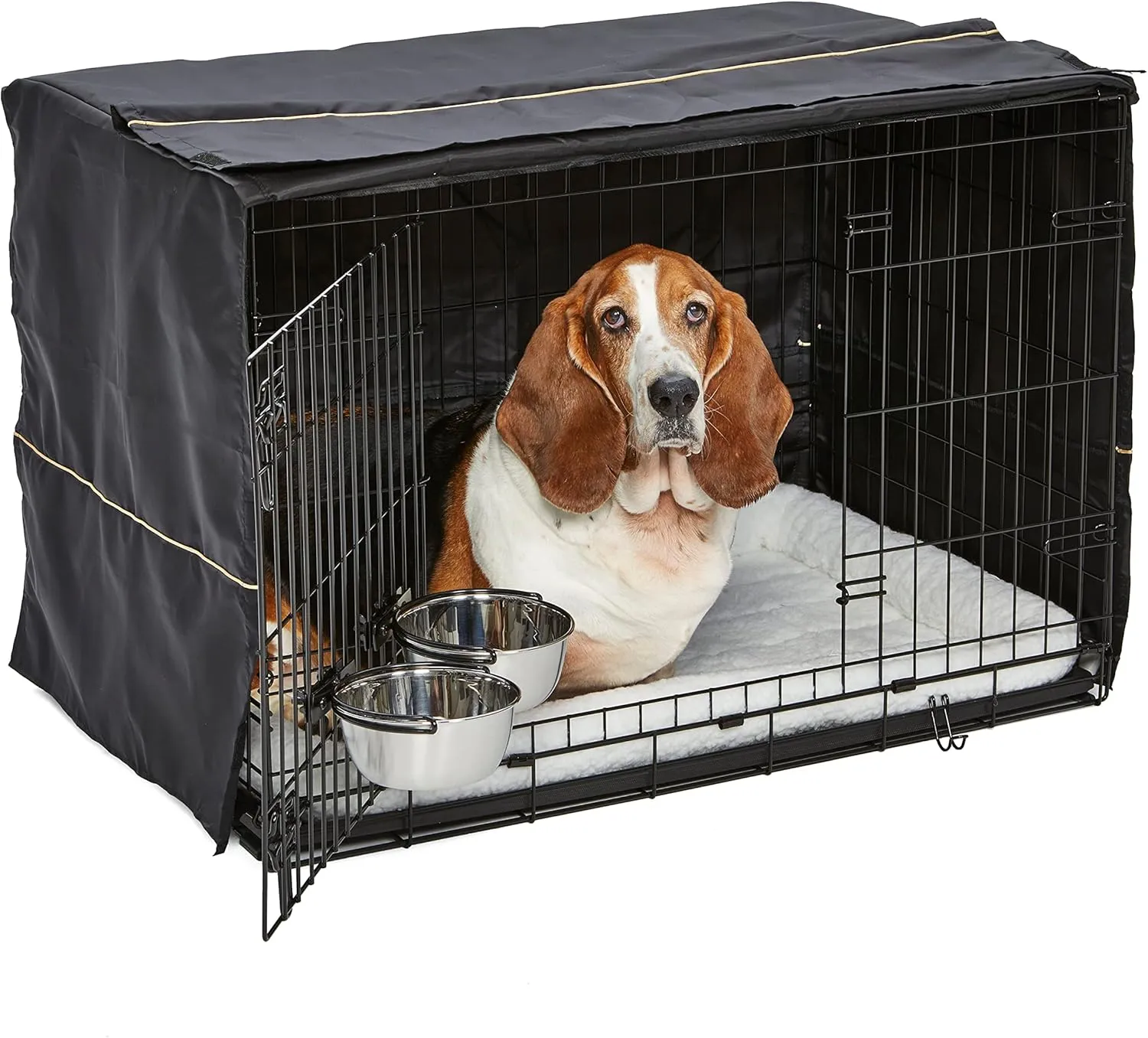 Midwest Homes for Pets 2 Door iCrate Pet Bed, Cover & 2 Bowls, 36" Kit/Medium/Large Dog Breed