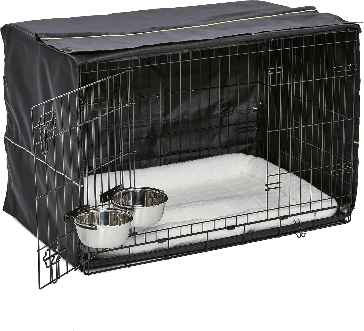 Midwest Homes for Pets 2 Door iCrate Pet Bed, Cover & 2 Bowls, 36" Kit/Medium/Large Dog Breed