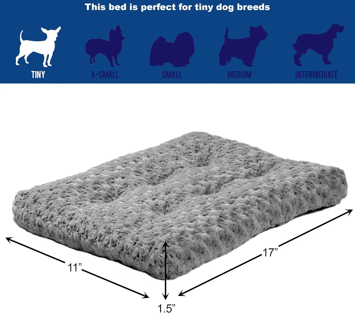 MidWest Homes for Pets Plush Pet Bed; Ombr Swirl & Cat Bed; Gray 17L x 11W x 1.5H - Inches for Toy Dog Breeds, 40618-SGB, 18-Inch