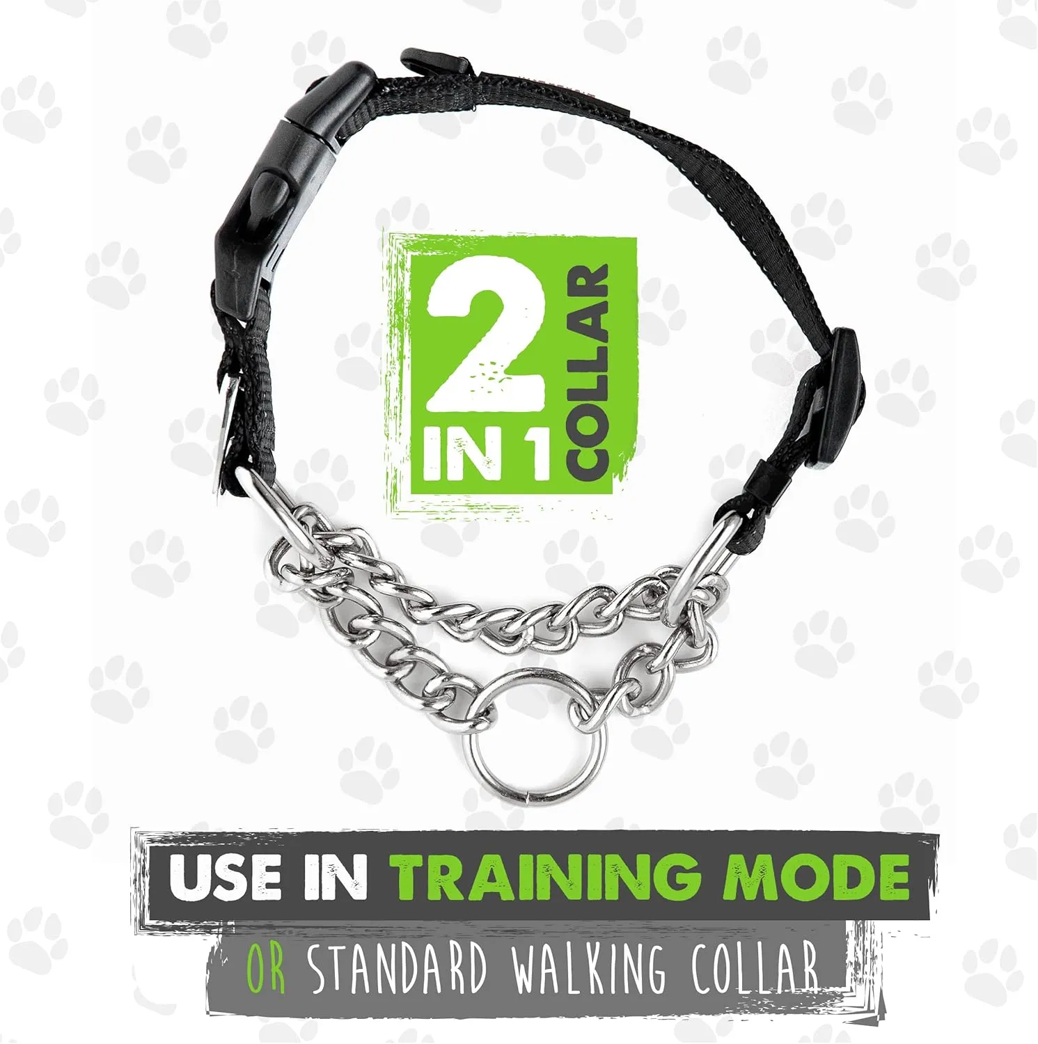 Mighty Paw Martingale Collar with Buckle | Training Dog Collar, Limited Cinch Chain Pet Gear for No Pull Dog Walking. Martingale Dog Collars for Large Dogs, Medium Breeds and Small Pets