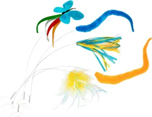 Migipaws Feather Worm*2 Ribbon Butterfly Replacement, Butterfly Cat Toy Refills