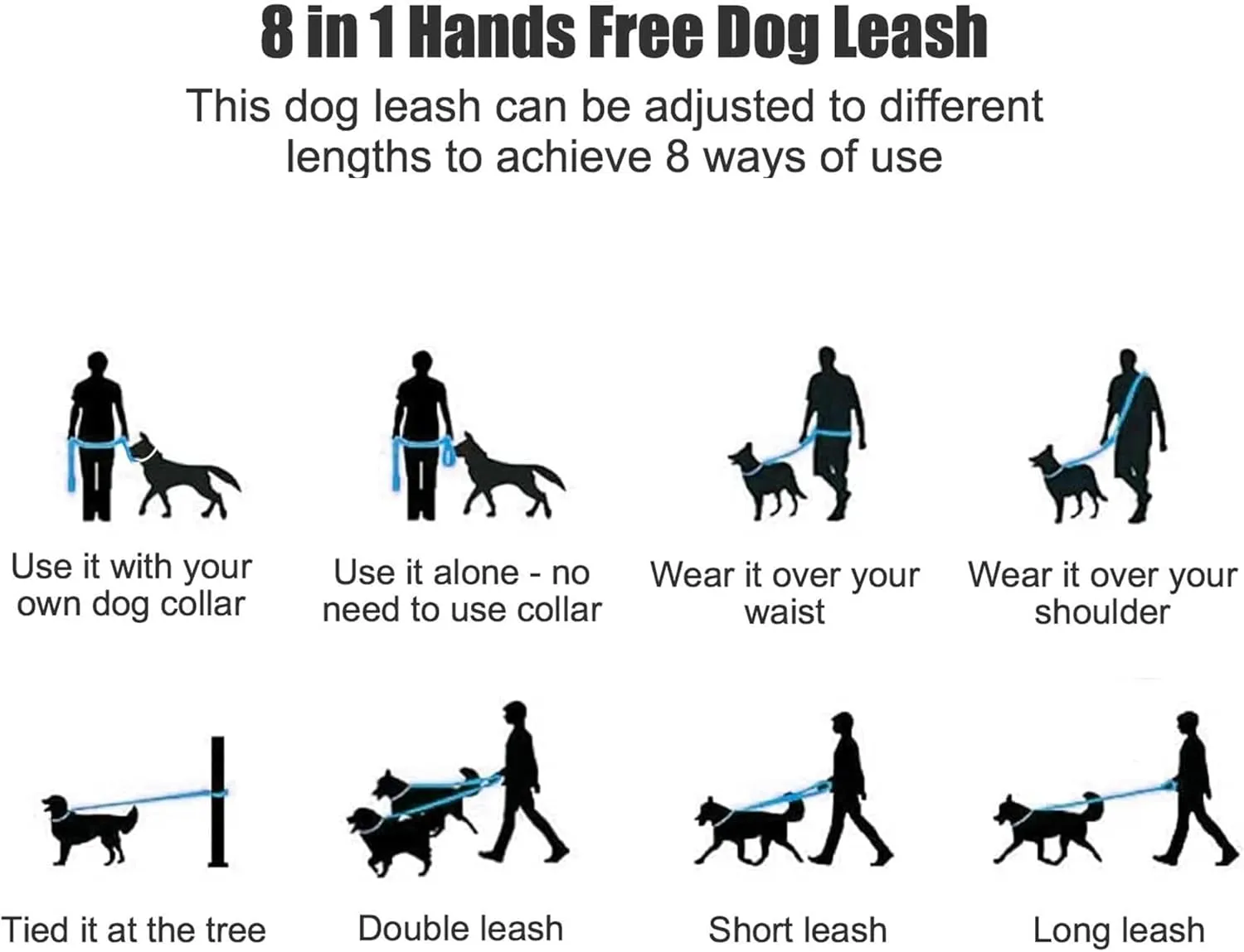 Mile High Life Dual Dog Leash, Double Dog Leash, 360 Swivel No Tangle Walking Leash, Hands Free Leash w Leather Tailored Connection, Double Rope Leash for Two Dogs (Dark Brown, 8FT)