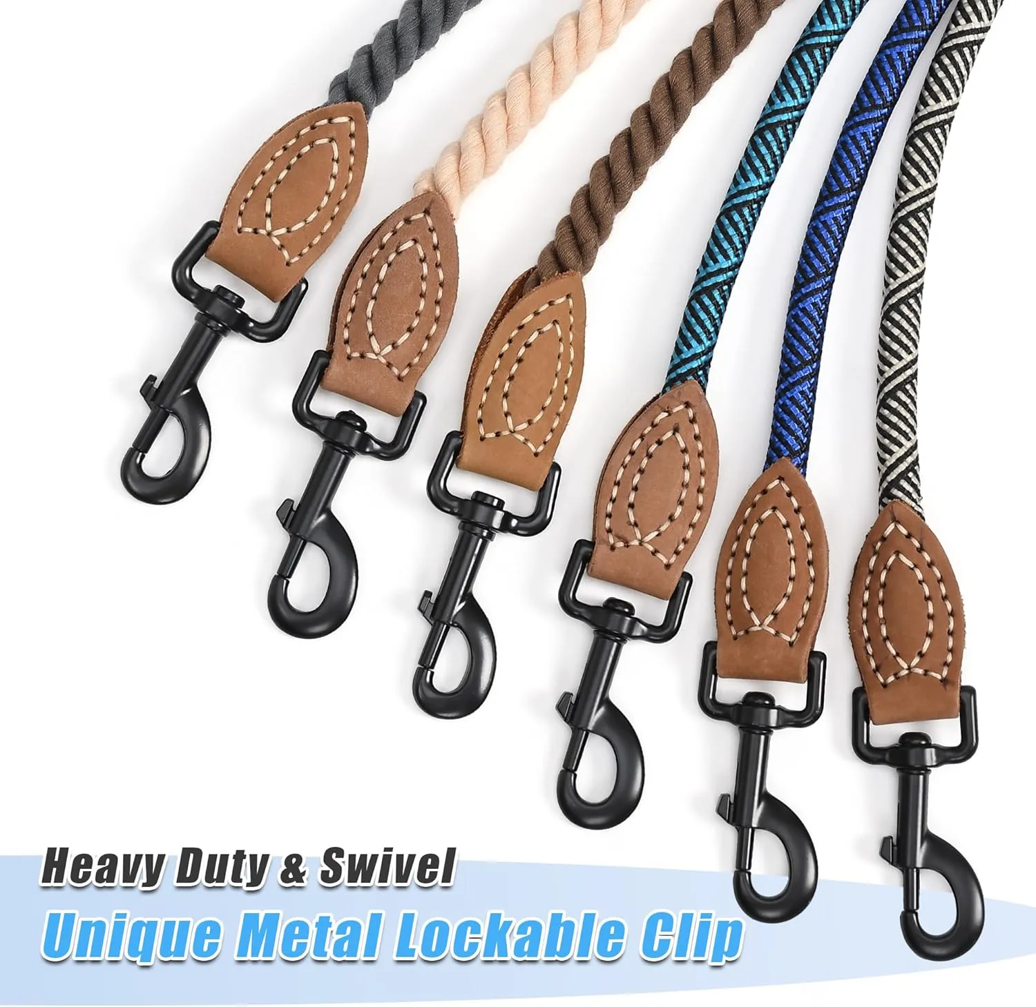 Mile High Life Dual Dog Leash, Double Dog Leash, 360 Swivel No Tangle Walking Leash, Hands Free Leash w Leather Tailored Connection, Double Rope Leash for Two Dogs (Dark Brown, 8FT)